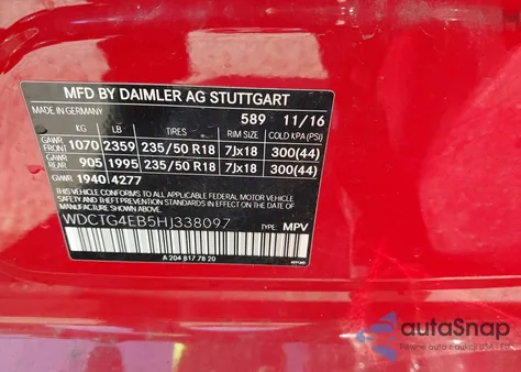 2017 Mercedes-Benz Gla 250 из США, поврежденный, VIN WDCTG4EB5HJ338097